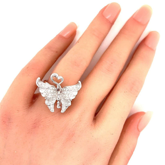 Carrera y Carrera Diamond 18k White Gold Fancy Butterfly Ring