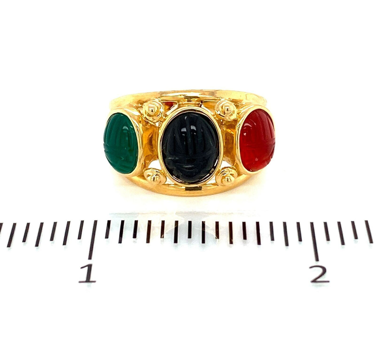 Colored Carnelian Scarab 14k Yellow Gold Ring - Size 8
