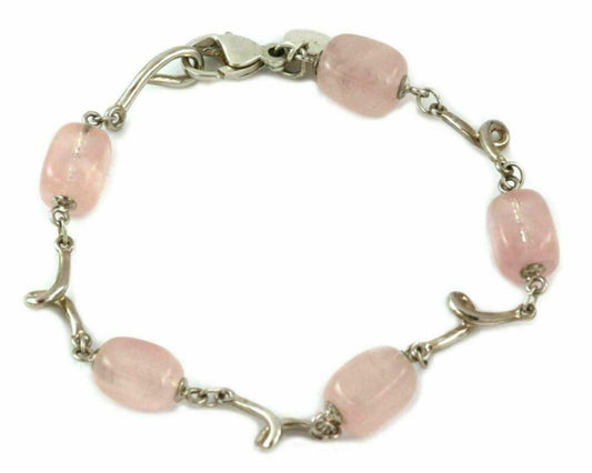 Tiffany & Co. Pink Quartz Sterling Silver Fancy Link Bead Bracelet