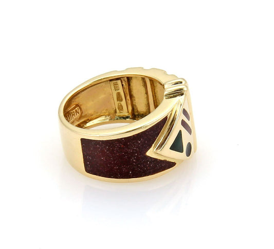 Gucci Metropolitan Enamel 18k Yellow Gold Band Ring Limited Edition - Size 5.75