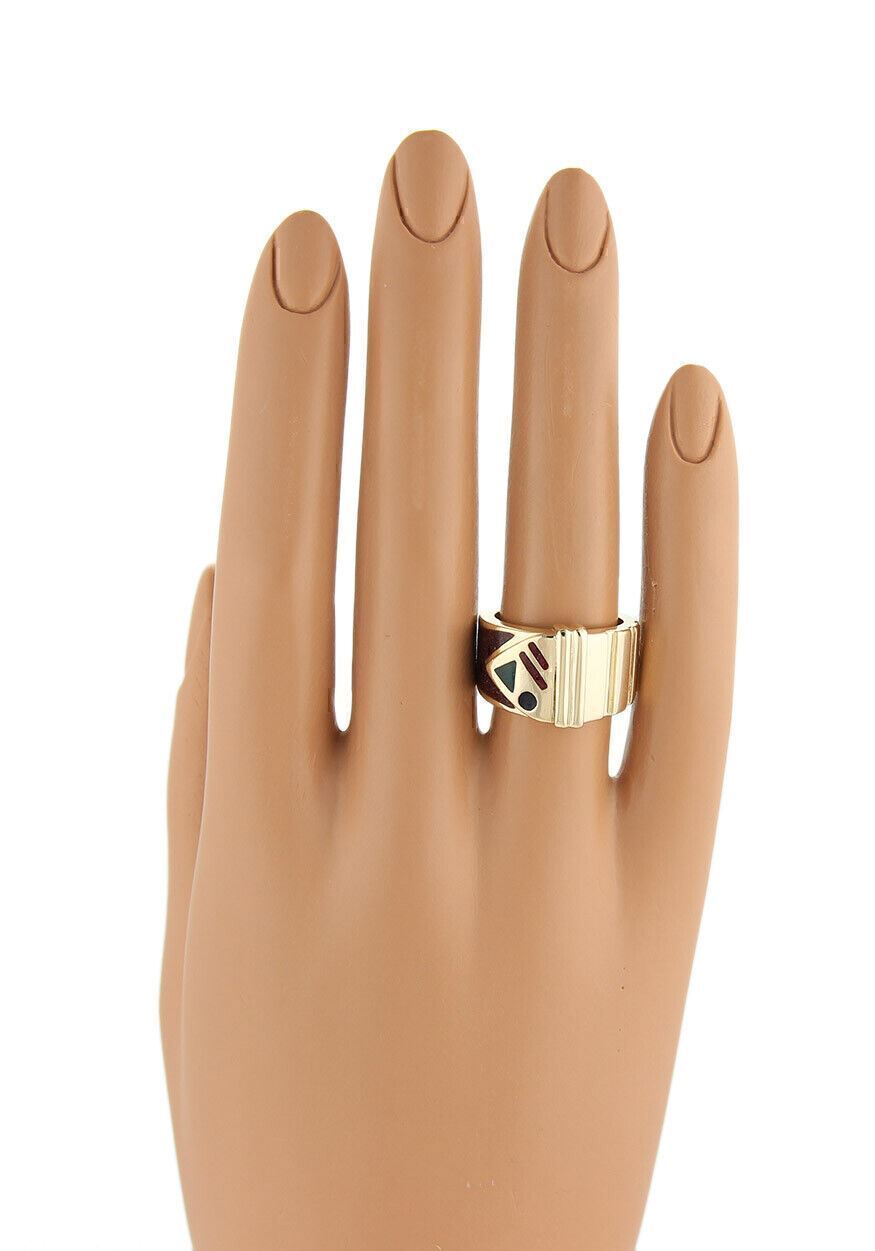 Gucci Metropolitan Enamel 18k Yellow Gold Band Ring Limited Edition - Size 5.75