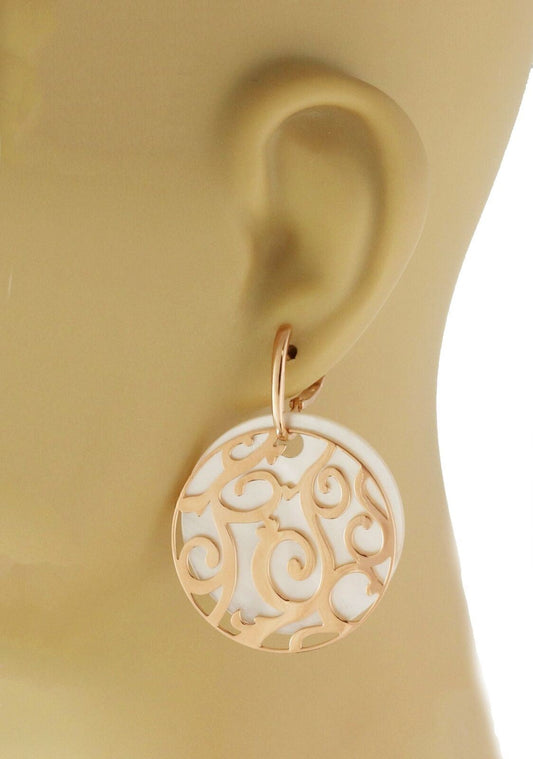 Mattioli Siriana Mother Of Pearl 18k Rose Gold Lattice Disc Dangle Earrings