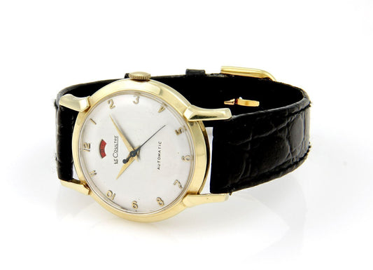 Le Coultre Automatic Men's 14k Gold & Leather Band Wrist Watch