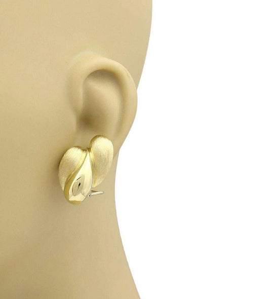Henry Dunay 18k Yellow Gold Textured Triple Tear Drop Post Clip Earrings