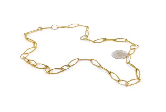 Open Link 18k Yellow Gold Long Chain Necklace