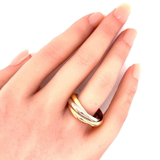 Cartier Trinity Classic Model 18k Tri Color Gold Band Ring w/Cert - Size 10