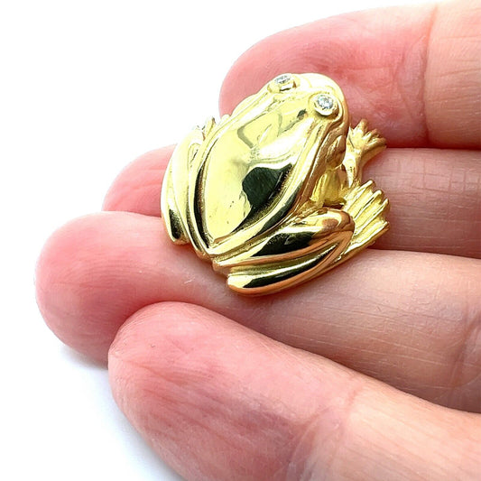 Kieselstein-Cord Diamond 18k Yellow Gold Frog Pin Brooch
