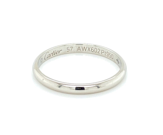 Cartier Platinum 2.5mm Wide Dome Wedding Band Ring - Size 8