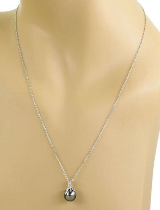 Tiffany & Co. Fireworks Diamond & Gray Pearl Platinum Pendant Necklace