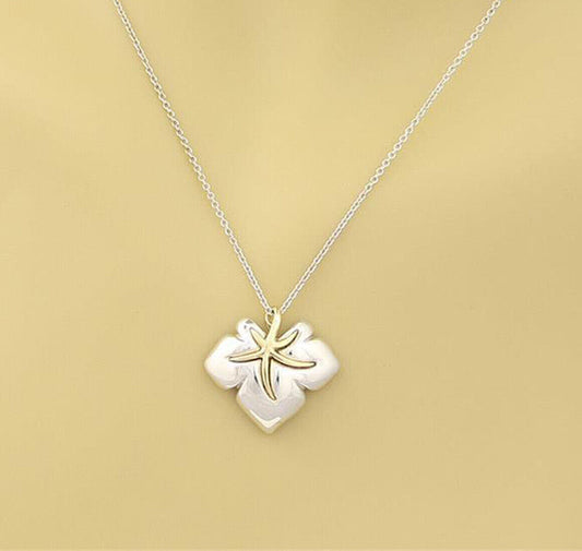 Tiffany & Co. Ivy Starfish Leaf Sterling & 18k Gold Pendant Necklace