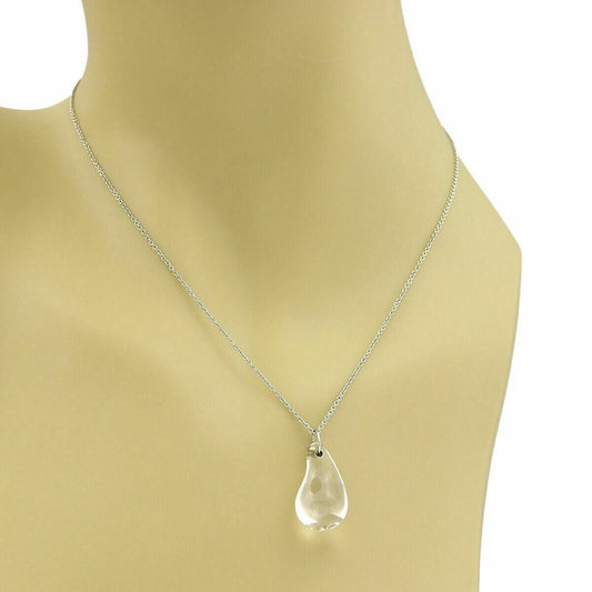Tiffany & Co. Peretti Platinum Rock Crystal Tear Drop Pendant Necklace