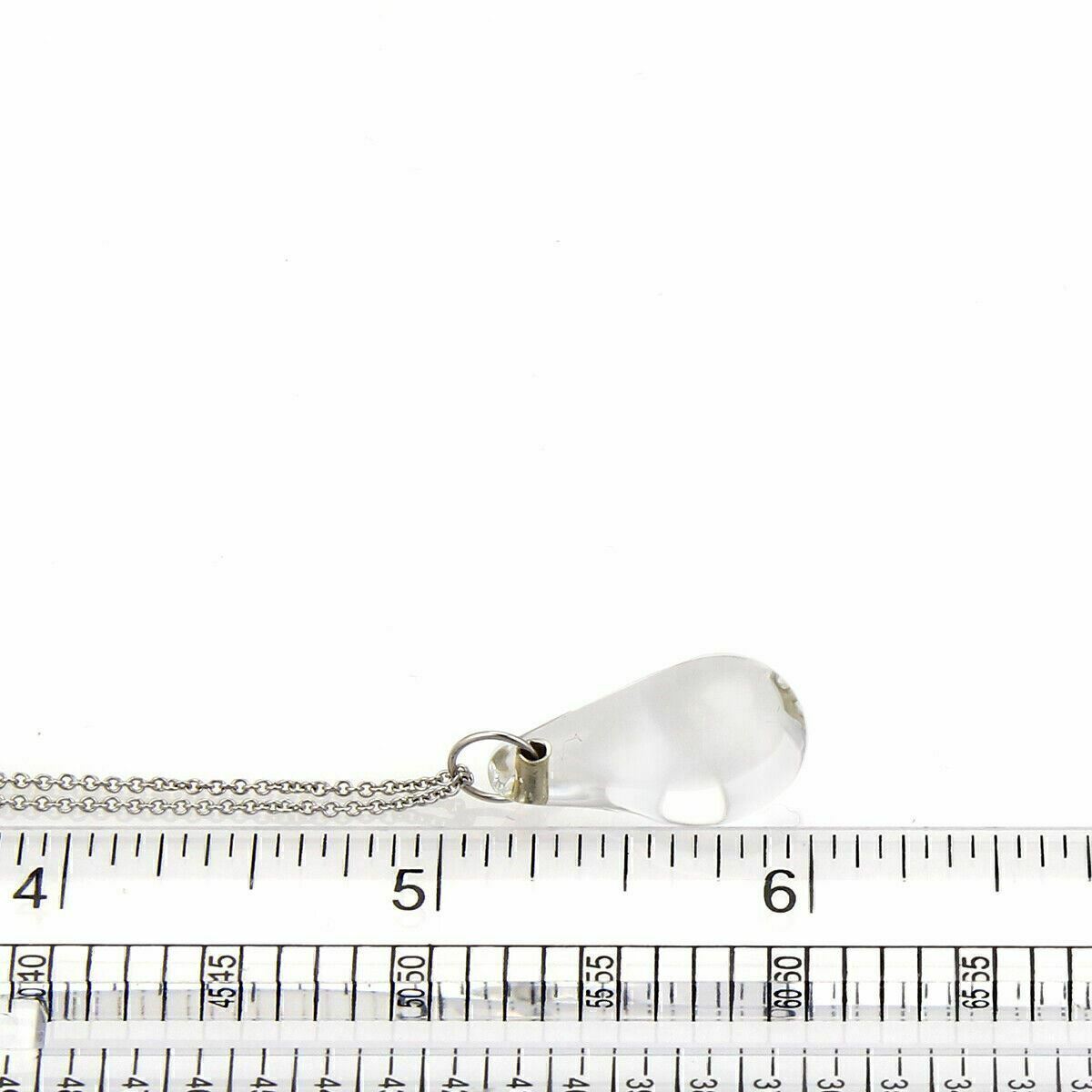Tiffany & Co. Peretti Platinum Rock Crystal Tear Drop Pendant Necklace