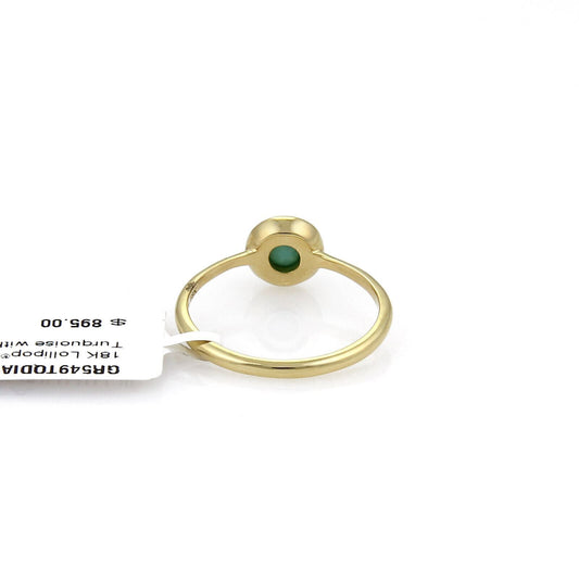 Ippolita Lollipop Turquoise & Diamond 18k Yellow Gold Mini Ring - Size 7