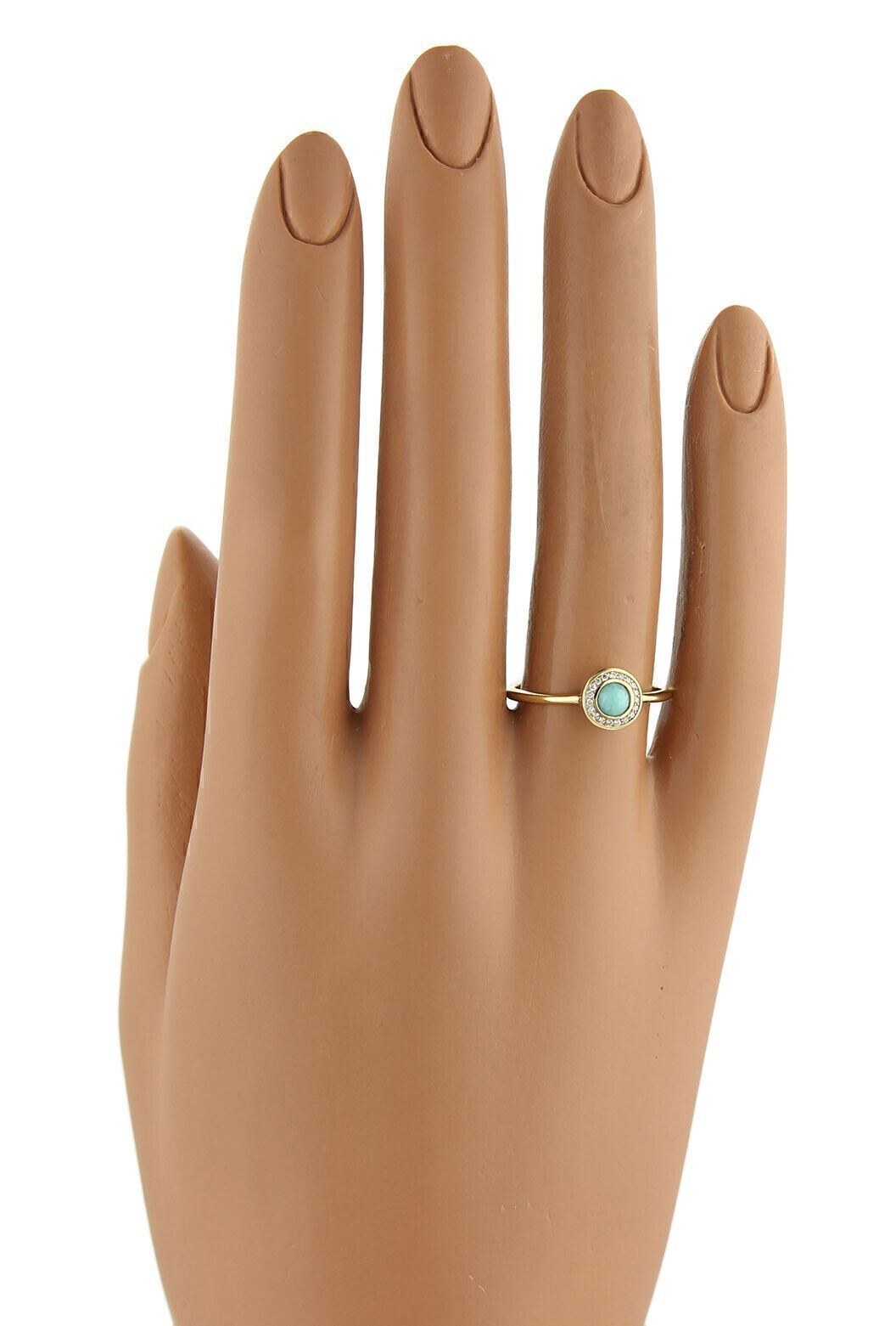 Ippolita Lollipop Turquoise Diamond 18k Yellow Gold Mini Ring Size 7
