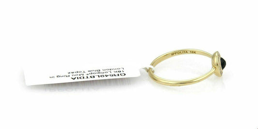 Ippolita Lollipop London Blue Topaz & Diamond 18k Gold Mini Ring Size 7