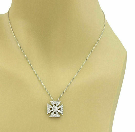Tiffany & Co. Maltese Diamond Platinum Cross Pendant Necklace