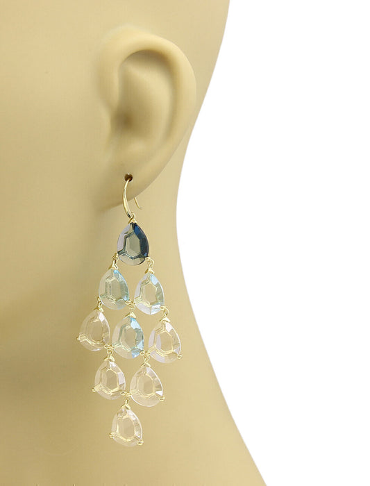 Ippolita Gemma Cascade Blue Topaz & Quartz 18k Yellow Gold Earrings
