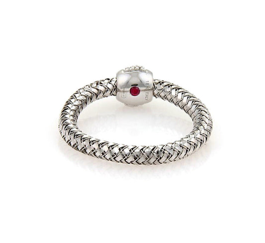 Roberto Coin Primavera Diamond 18k White Gold Woven Band Ring - Size 6.25