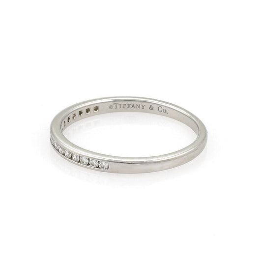 Tiffany & Co. Platinum Half Circle Channel Set Diamonds 2.5mm Band Ring - Size 9