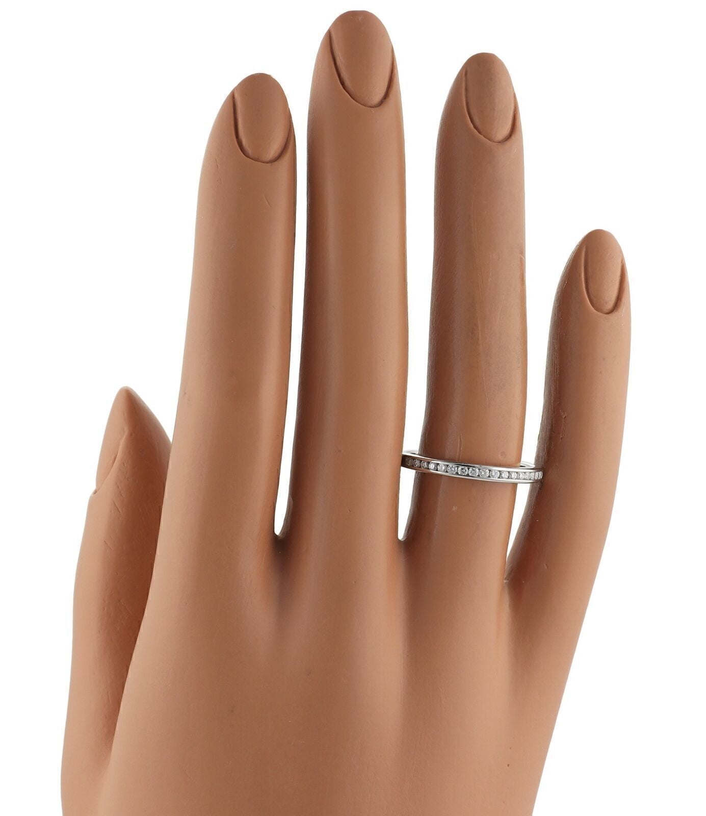 Tiffany & Co. Platinum Half Circle Channel Set Diamonds 2.5mm Band Ring - Size 9