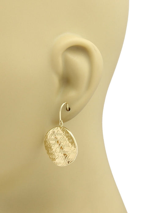Tiffany & Co. Notes 18k Yellow Gold Round Wave Hook Dangle Earrings