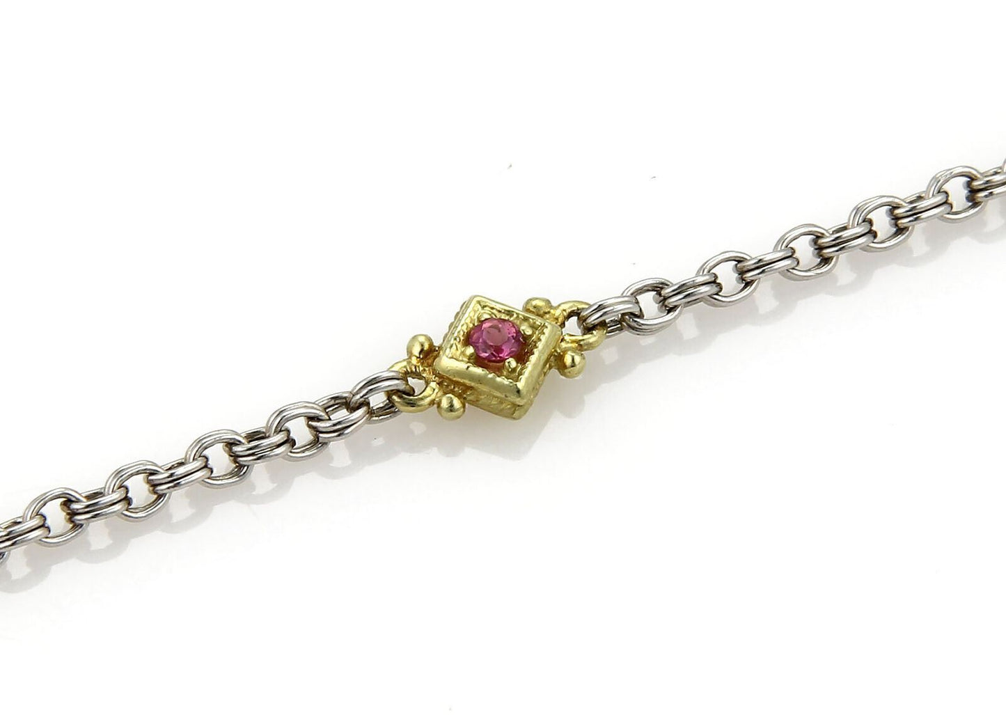 Judith Ripka Pink Tourmaline 18k Yellow Gold & Sterling Silver Chain Necklace