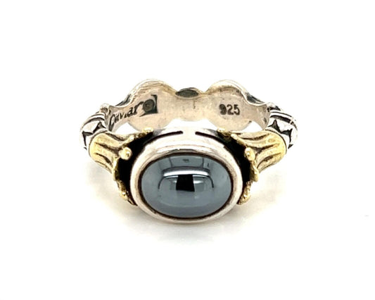 Lagos Hematite Sterling Silver & 18k Yellow Gold Ring