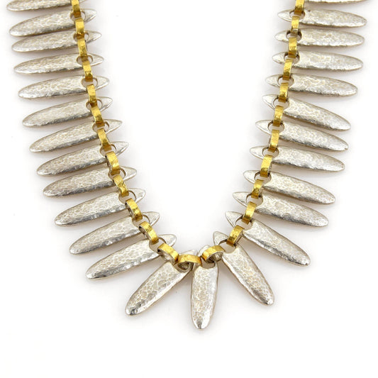 Gurhan Sunflower Sterling Silver & 24k Gold Overlay Hammered Necklace