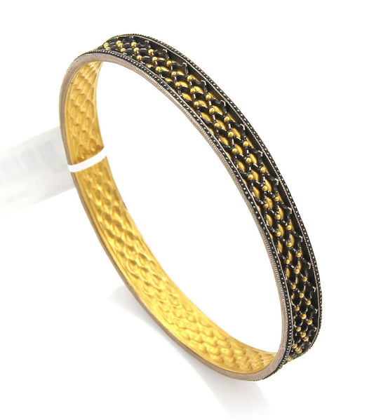 Gurhan Capitone 24k & Sterling 8.5mm Wide Granulation Bangle Bracelet