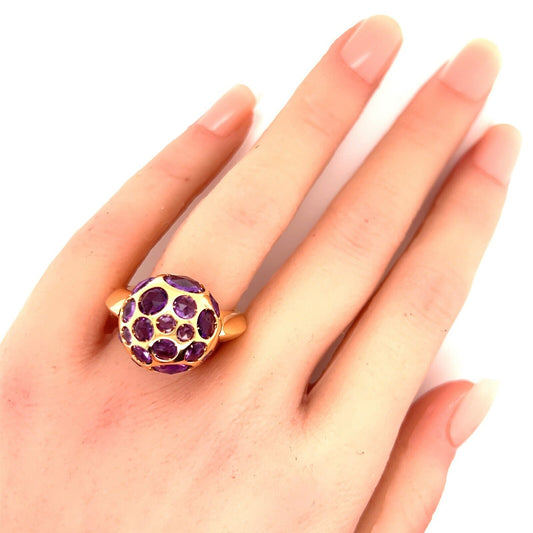 Pomellato Harem Amethyst 18k Rose Gold Dome Cocktail Ring Size 6.5