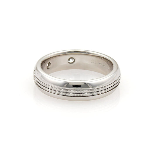 Hearts on Fire Mens Duets Burnished Diamond & 18k White Gold Band Ring - Size 9.25