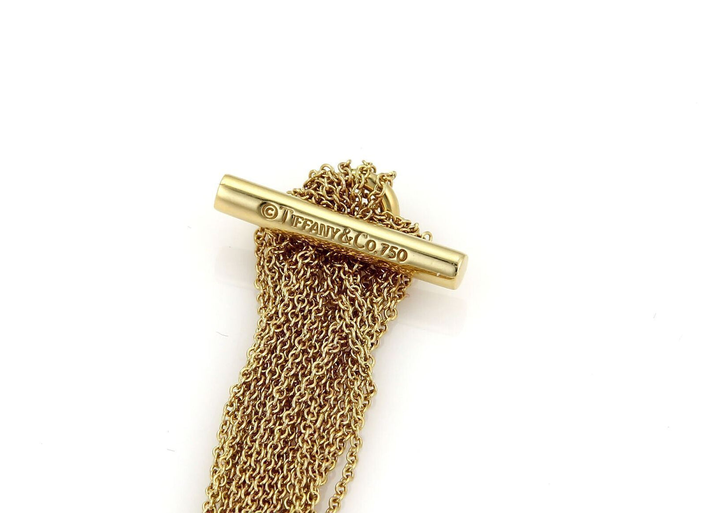 Tiffany & Co. 18k Yellow Gold Circle Charm Multi strand Chain Toggle Bracelet