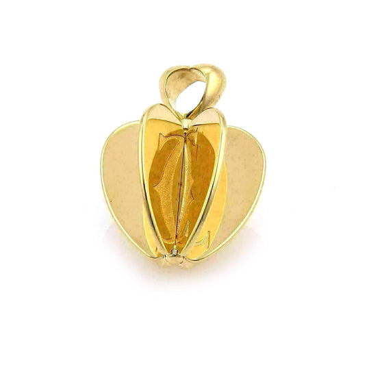 Cartier 6 Parts Double C Reflective 18k Yellow Gold Apple Charm Pendant