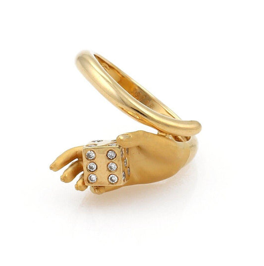 Carrera y Carrera Diamonds Dice in Hand 18k Yellow Gold Ring - Size 5.5