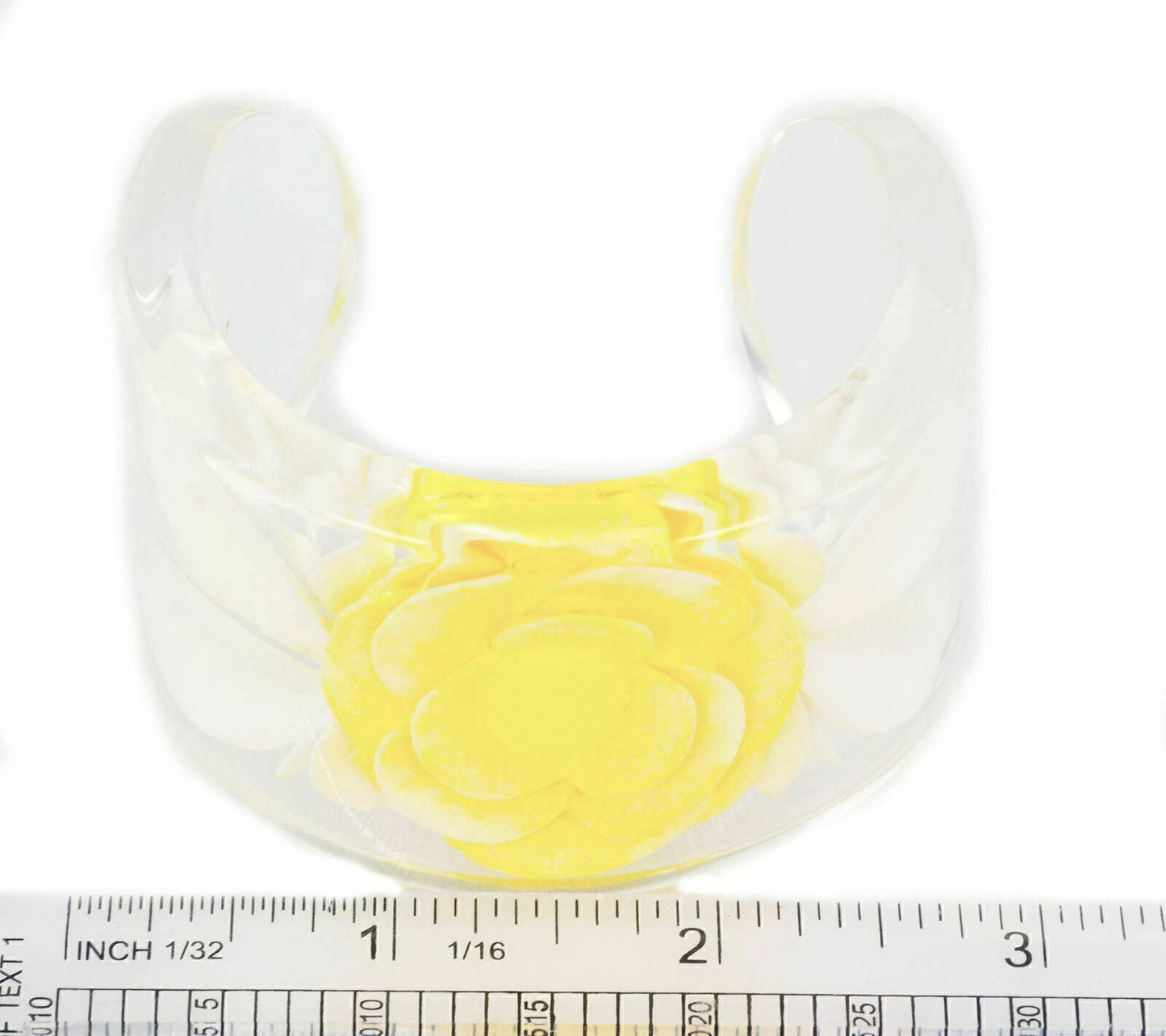 Chanel Flower Wide Clear Lucite Cuff Bracelet