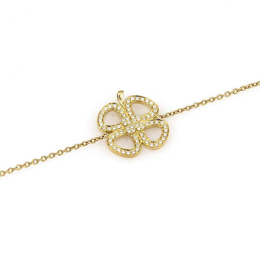 Victoria Casal Diamond 18k Yellow Gold 4 Clover Leaf Charm Bracelet