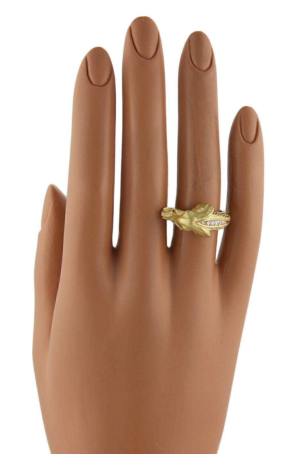 Jean Pierre Bellin Diamond & Onyx 18k Yellow Gold Elephant Head Ring - Size 6