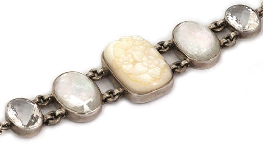 Stephen Dweck MOP Quartz Sterling Silver Floral Toggle Clasp Bracelet