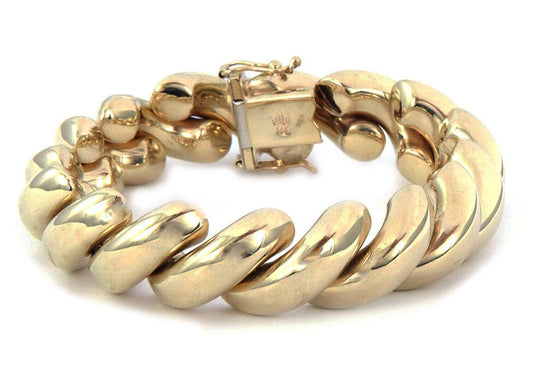 San Marco Macaroni 14k Yellow Gold 13mm Wide Bracelet