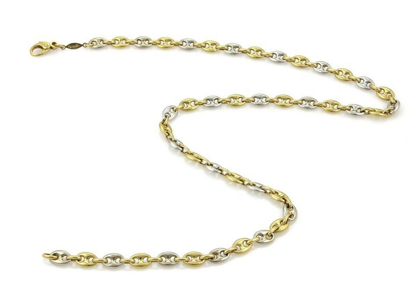 FaCadoro Italian 18k Yellow and White Gold Oval Link Chain Necklace