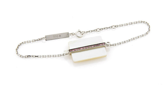 Victoria Casal Pink Sapphire & Pink Mother of Pearl 18k White Gold Bracelet