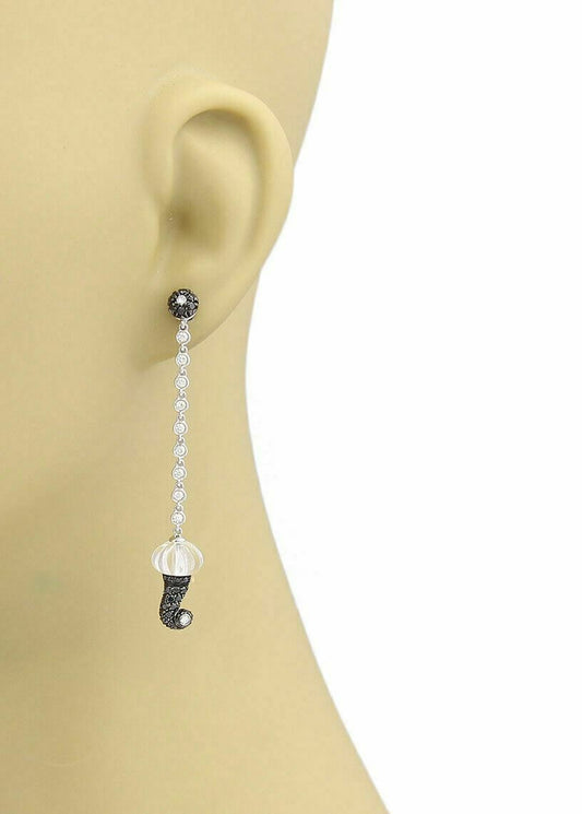 Chantecler Capri Diamond & Clear Quartz 18k Gold Dangle Earrings