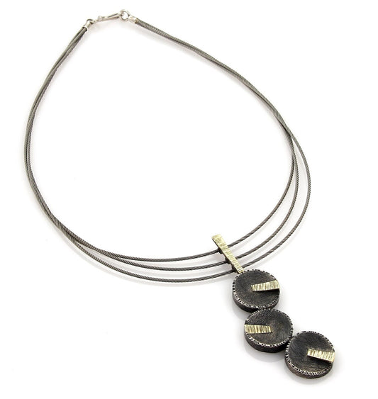 Davide Bigazzi Sterling Silver Triple Cable & Drop Pendant Necklace