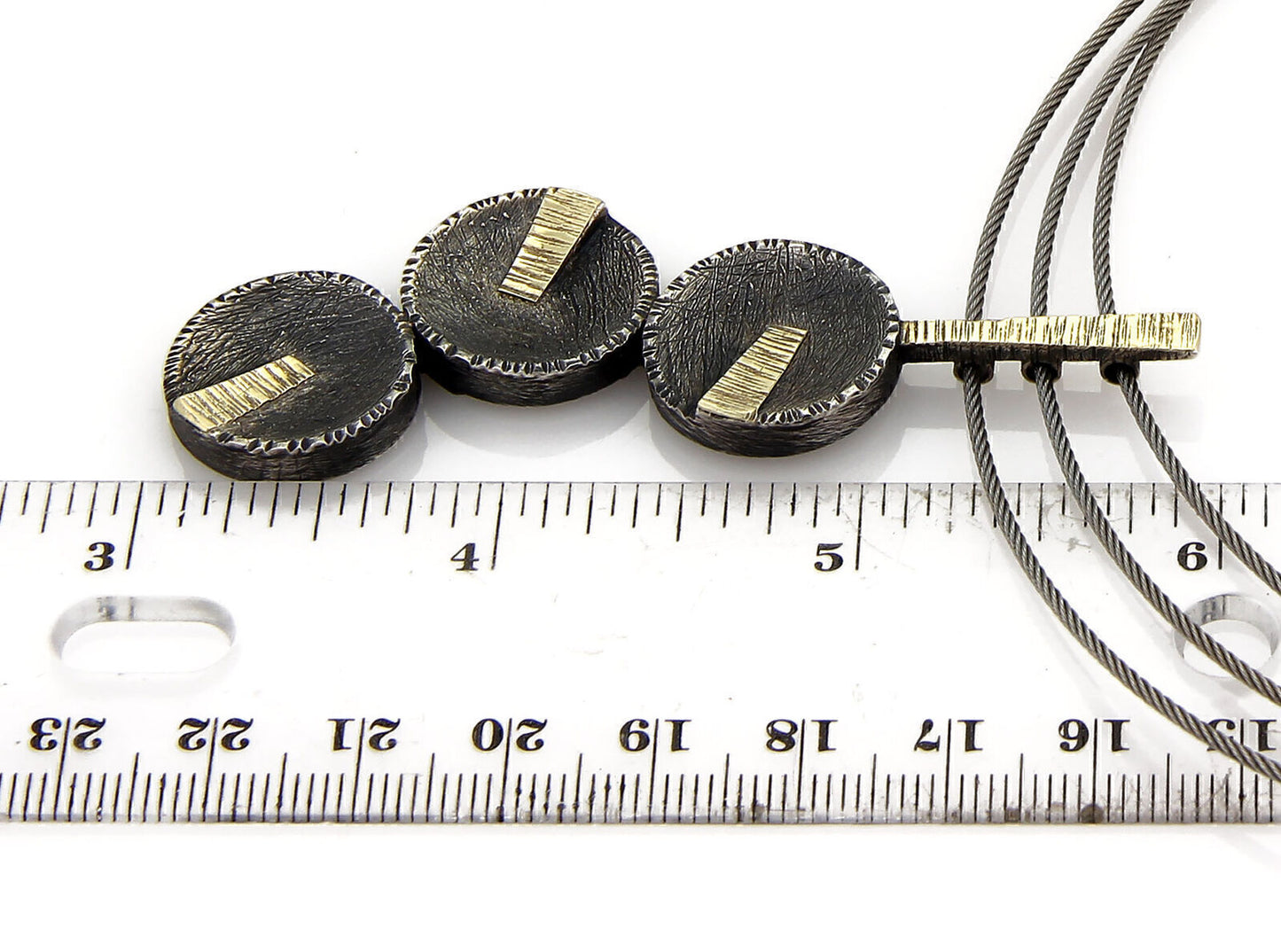 Davide Bigazzi Sterling Silver Triple Cable & Drop Pendant Necklace