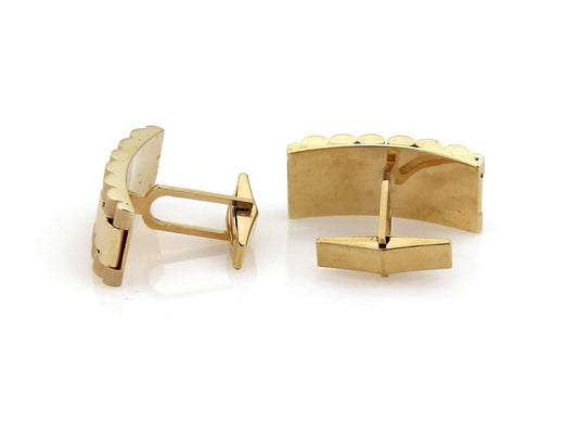 Fancy Long Link 14k Yellow Gold Cufflinks