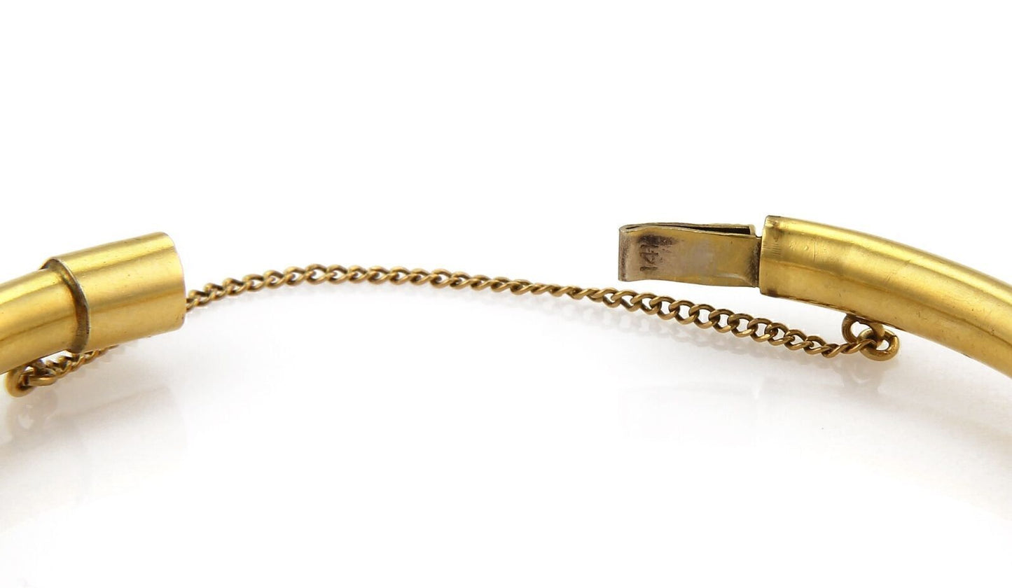 Turquoise & Seed Pearls 14k Yellow Gold Fancy Bangle Bracelet