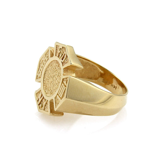 New York Firefighter Textured Design 14k Yellow Gold Ring - Size 10