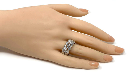 Platinum Diamond 10.5mm Wide Fancy Floral Band Ring - Size 10