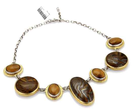 Gurhan One of a Kind Galapagos Tiger Eye Sterling & 24k Gold Overlay Necklace