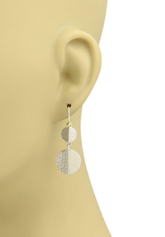 Gurhan Sterling Silver 24k Double Disc Hook Dangle Earrings